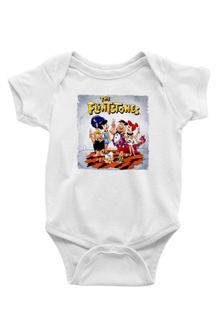 The Flintstones Taş Devri Beyaz Bebek Body - Zıbın
