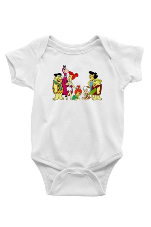 The Flintstones Taş Devri Beyaz Bebek Body - Zıbın