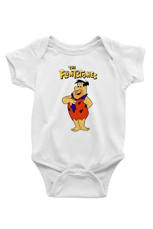 The Flintstones Taş Devri Beyaz Bebek Body - Zıbın