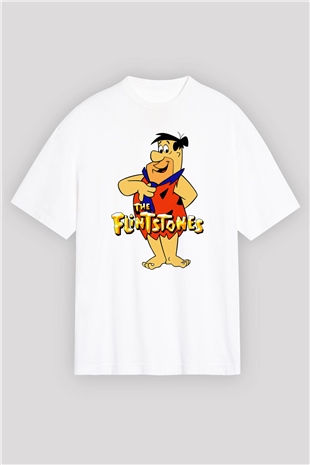 The Flintstones Taş Devri Beyaz Oversize Tişört