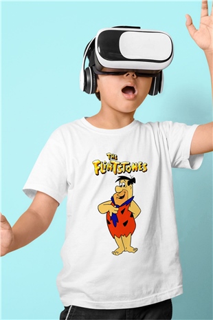 The Flintstones Taş Devri Beyaz Unisex  Çocuk Tişört