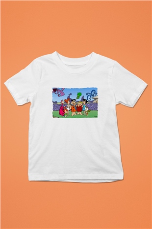 The Flintstones Taş Devri Beyaz Unisex  Çocuk Tişört