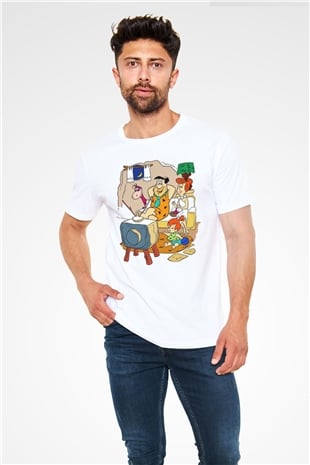The Flintstones Taş Devri Beyaz Unisex Tişört