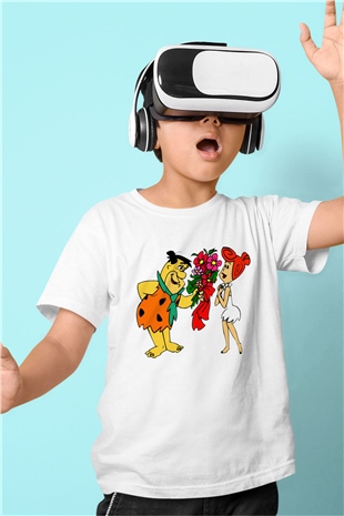 The Flintstones Taş Devri Beyaz Unisex  Çocuk Tişört