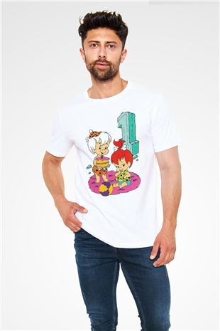 The Flintstones Taş Devri Beyaz Unisex Tişört