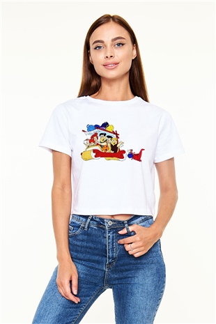 The Flintstones Taş Devri Beyaz Unisex Oversize Tişört