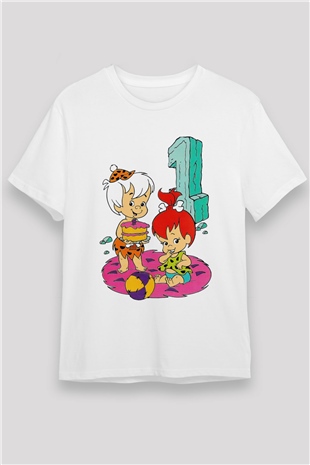 The Flintstones Taş Devri Beyaz Unisex Tişört