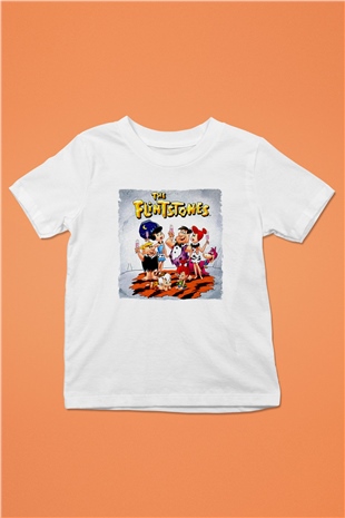 The Flintstones Taş Devri Beyaz Unisex  Çocuk Tişört