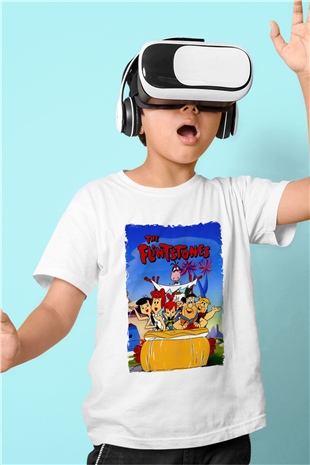 The Flintstones Taş Devri Beyaz Unisex  Çocuk Tişört