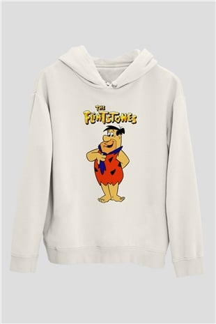 The Flintstones Taş Devri Beyaz Unisex Hoodie