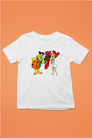 The Flintstones Taş Devri Beyaz Unisex  Çocuk Tişört