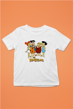 The Flintstones Taş Devri Beyaz Unisex  Çocuk Tişört
