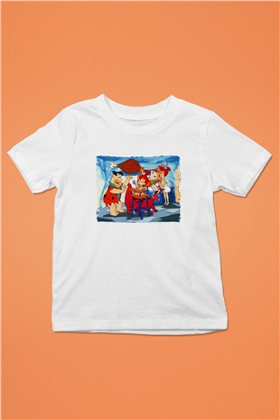 The Flintstones Taş Devri Beyaz Unisex  Çocuk Tişört