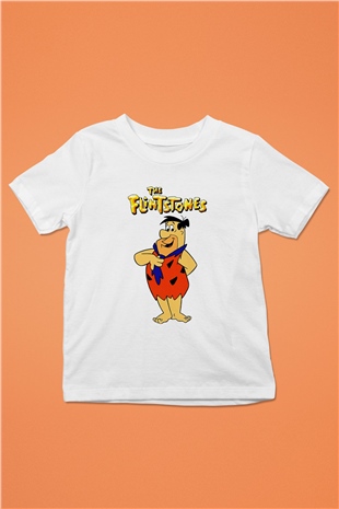 The Flintstones Taş Devri Beyaz Unisex  Çocuk Tişört