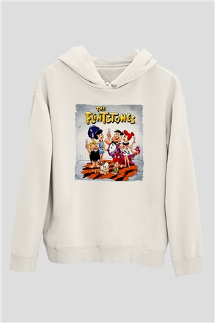 The Flintstones Taş Devri Beyaz Unisex Hoodie