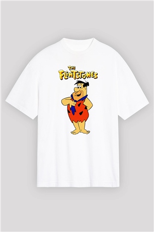 The Flintstones Taş Devri Beyaz Oversize Tişört