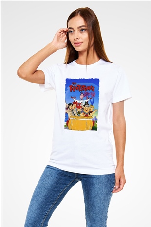 The Flintstones Taş Devri Beyaz Unisex Tişört