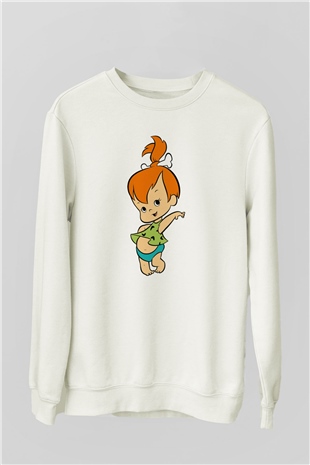 The Flintstones Taş Devri Beyaz Unisex Sweatshirt