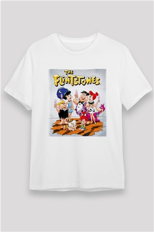 The Flintstones Taş Devri Beyaz Unisex Tişört