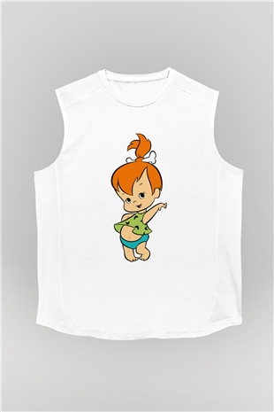 The Flintstones Taş Devri Beyaz Unisex Kolsuz Tişört