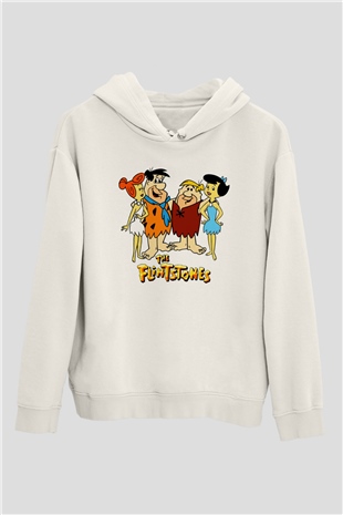 The Flintstones Taş Devri Beyaz Unisex Hoodie
