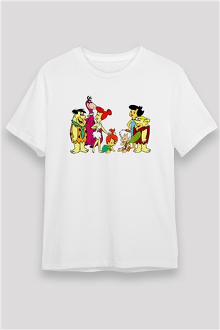The Flintstones Taş Devri Beyaz Unisex Tişört