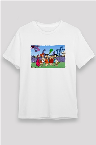 The Flintstones Taş Devri Beyaz Unisex Tişört