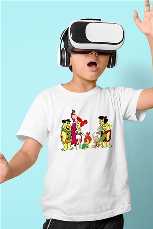 The Flintstones Taş Devri Beyaz Unisex  Çocuk Tişört