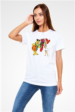 The Flintstones Taş Devri Beyaz Unisex Tişört