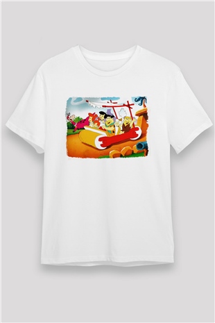 The Flintstones Taş Devri Beyaz Unisex Tişört
