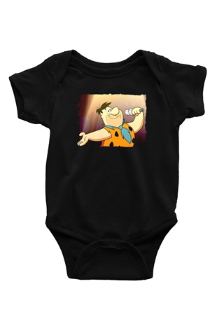 The Flintstones Taş Devri Siyah Bebek Body - Zıbın