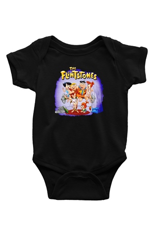 The Flintstones Taş Devri Siyah Bebek Body - Zıbın