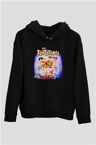 The Flintstones Taş Devri Siyah Unisex Hoodie