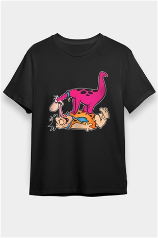 The Flintstones Taş Devri Siyah Unisex Tişört