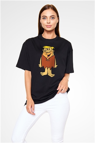 The Flintstones Taş Devri Siyah Unisex Oversize Tişört