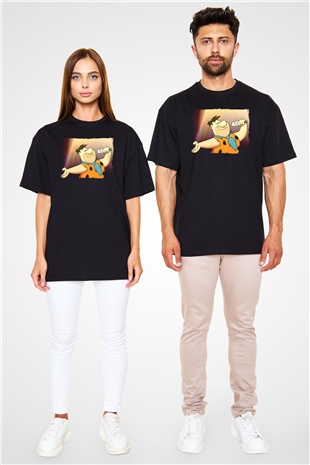 The Flintstones Taş Devri Siyah Oversize Tişört