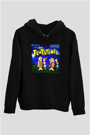 The Flintstones Taş Devri Siyah Unisex Hoodie
