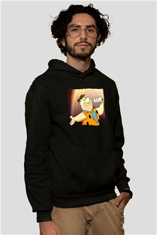 The Flintstones Taş Devri Siyah Unisex Hoodie