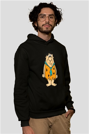 The Flintstones Taş Devri Siyah Unisex Hoodie