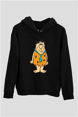 The Flintstones Taş Devri Siyah Unisex Hoodie