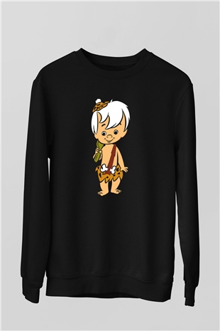 The Flintstones Taş Devri Siyah Unisex Sweatshirt