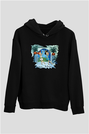The Flintstones Taş Devri Siyah Unisex Kapüşonlu Sweatshirt
