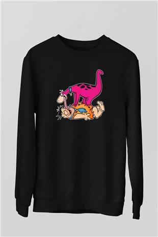 The Flintstones Taş Devri Siyah Unisex Sweatshirt