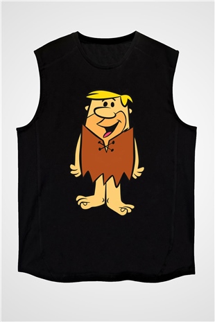 The Flintstones Taş Devri Siyah Unisex Kolsuz Tişört