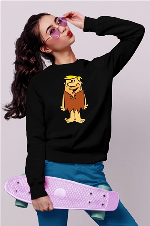 The Flintstones Taş Devri Siyah Unisex Sweatshirt