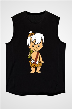 The Flintstones Taş Devri Siyah Unisex Kolsuz Tişört