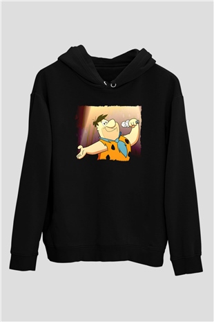 The Flintstones Taş Devri Siyah Unisex Hoodie