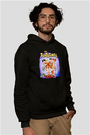 The Flintstones Taş Devri Siyah Unisex Hoodie