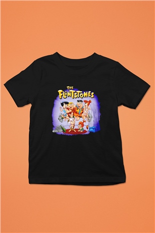 The Flintstones Taş Devri Siyah Unisex  Çocuk Tişört