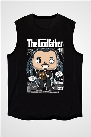 The Godfather Baskılı Unisex Siyah Kolsuz Tişört